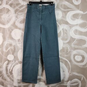 ARITZIA WILFRED Free Archer High Rise Jeans Dark Teal Straight Leg 4 SlowFashion